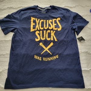 Nike Running Excuses Suck Nike Running TShirt Regular Fit XL NWT Navy/Gold